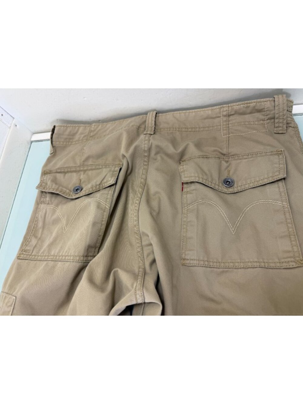 Vintage Levis Cargo Pants Mens 38x32 Beige Y2K Loose Baggy Wide Leg Skater - Picture 11 of 12